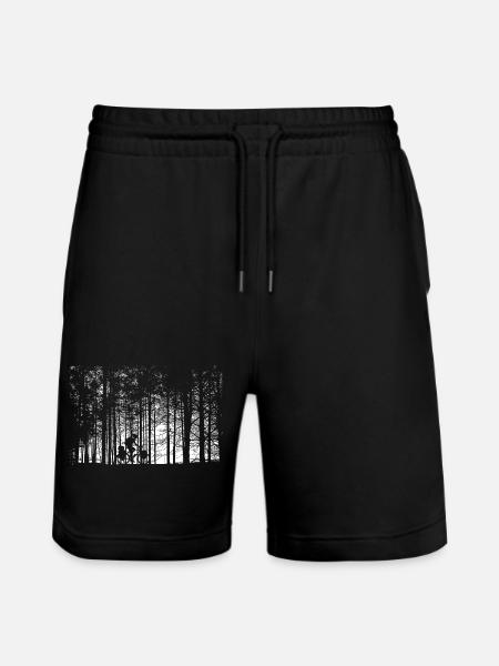 Forest Path Silhouette: Bicycle - Stanley/Stella Trainer Unisex Organic Jogging Shorts - black