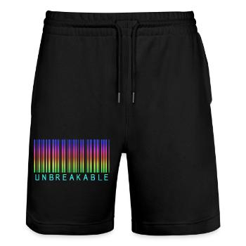 Code-barres arc-en-ciel incassable - Short de jogging bio TRAINER Stanley/Stella unisexe - noir - Devant - Nik (191cm) & Marisol (170cm)