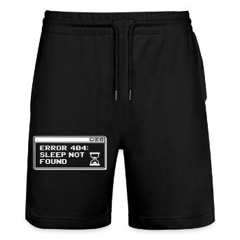 404 Sleep Not Found Pixel - Stanley/Stella Trainer Unisex Organic Jogging Shorts - black - Front - Nik (191cm) & Marisol (170cm)