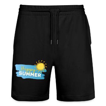 Summer Mode: ON - Stanley/Stella Trainer Unisex Organic Jogging Shorts - black - Front - Nik (191cm) & Marisol (170cm)