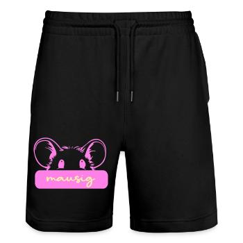 Souris mignonne - Short de jogging bio TRAINER Stanley/Stella unisexe - noir - Devant - Nik (191cm) & Marisol (170cm)