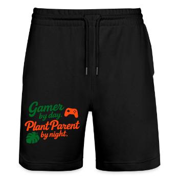 Gamer by Day Plant Parent by Night Shirt - Stanley/Stella Trainer Unisex Organic Jogging Shorts - black - Front - Nik (191cm) & Marisol (170cm)
