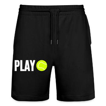 Tennis Tennis Player - Stanley/Stella Trainer Unisex Organic Jogging Shorts - black - Front - Nik (191cm) & Marisol (170cm)
