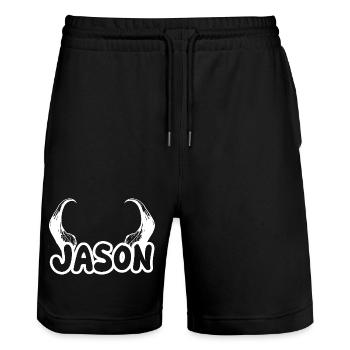 Gift for Jason - Stanley/Stella Trainer Unisex Organic Jogging Shorts - black - Front - Nik (191cm) & Marisol (170cm)