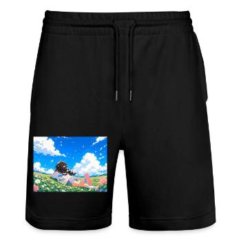 Summer dreams on the flower meadow - Stanley/Stella Trainer Unisex Organic Jogging Shorts - black - Front - Nik (191cm) & Marisol (170cm)