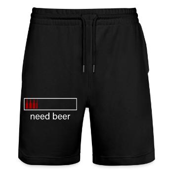 Need Beer - Batterie Ladeanzeige Design - Stanley/Stella Unisex Bio Joggingshorts Trainer  - Schwarz - Vorne - Nik (191cm) & Marisol (170cm)