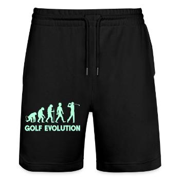 Golf Evolution Silhouettes - Stanley/Stella Trainer Unisex Organic Jogging Shorts - black - Front - Nik (191cm) & Marisol (170cm)