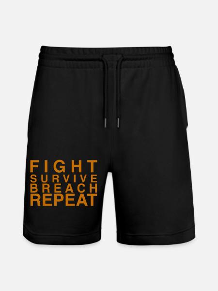 Fight Survive Breach Repeat Motif - Stanley/Stella Trainer Unisex Organic Jogging Shorts - black