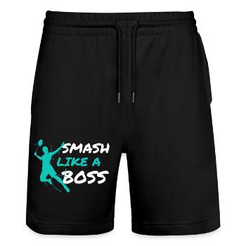 Badminton Player Badminton Coach Badminton Smash - Stanley/Stella Trainer Unisex Organic Jogging Shorts - black - Front - Nik (191cm) & Marisol (170cm)