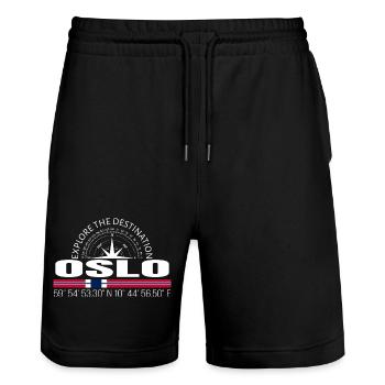 Oslo - Stanley/Stella Trainer Unisex Organic Jogging Shorts - black - Front - Nik (191cm) & Marisol (170cm)