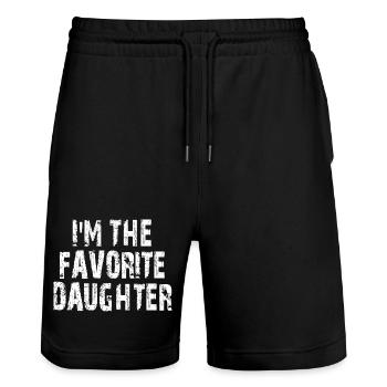 Family Favorites Gifts & more I'm The Favorite Dau - Stanley/Stella Trainer Unisex Organic Jogging Shorts - black - Front - Nik (191cm) & Marisol (170cm)