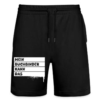 Geschenk für Buchbinder - Stanley/Stella Unisex Bio Joggingshorts Trainer  - Schwarz - Vorne - Nik (191cm) & Marisol (170cm)