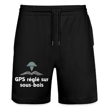 GPS règlé sur sous-bois champignon - Short de jogging bio TRAINER Stanley/Stella unisexe - noir - Devant - Nik (191cm) & Marisol (170cm)