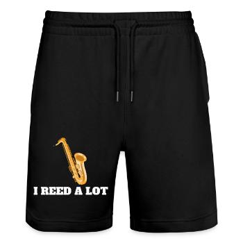 Funny Saxophone Player Gift for Saxophonist - Stanley/Stella Trainer Unisex Organic Jogging Shorts - black - Front - Nik (191cm) & Marisol (170cm)