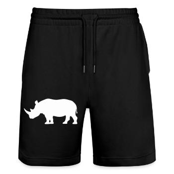 Rhino Silhouette Minimaliste - Short de jogging bio TRAINER Stanley/Stella unisexe - noir - Devant - Nik (191cm) & Marisol (170cm)