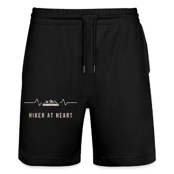 Hiker At Heart Heartbeat - Stanley/Stella Trainer Unisex Organic Jogging Shorts - black - Front - Nik (191cm) & Marisol (170cm)
