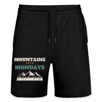 Mountains Over Mondays - Stanley/Stella Trainer Unisex Organic Jogging Shorts - black - Front - Nik (191cm) & Marisol (170cm)