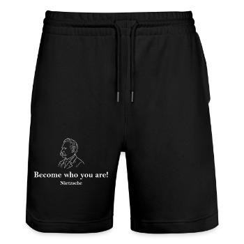 Become Who You Are Nietzsche - Stanley/Stella Trainer Unisex Organic Jogging Shorts - black - Front - Nik (191cm) & Marisol (170cm)