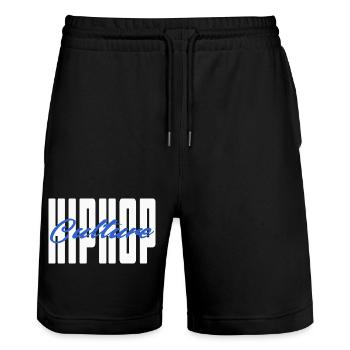 Hip Hop Culture - Stanley/Stella Trainer Unisex Organic Jogging Shorts - black - Front - Nik (191cm) & Marisol (170cm)