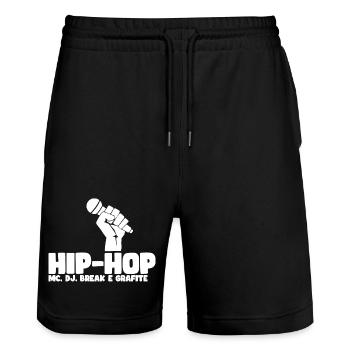 Hip Hop Microphone Power - Stanley/Stella Trainer Unisex Organic Jogging Shorts - black - Front - Nik (191cm) & Marisol (170cm)