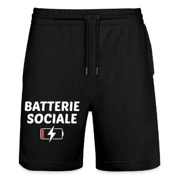 Batterie sociale à 0% - Short de jogging bio TRAINER Stanley/Stella unisexe - noir - Devant - Nik (191cm) & Marisol (170cm)