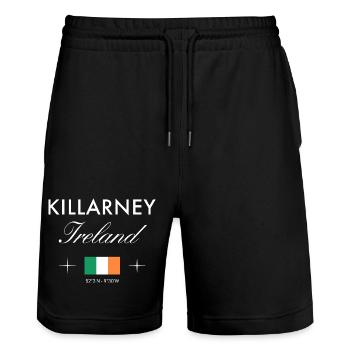 Killarney Ireland Coordinates Travel Souvenir - Stanley/Stella Trainer Unisex Organic Jogging Shorts - black - Front - Nik (191cm) & Marisol (170cm)