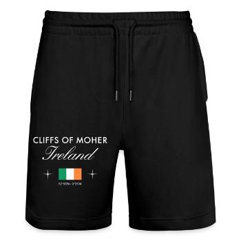 Cliffs of Moher Coordonnées Souvenir de voyage - Short de jogging bio TRAINER Stanley/Stella unisexe - noir - Devant - Nik (191cm) & Marisol (170cm)