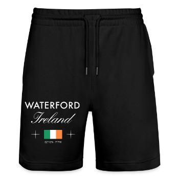 Waterford Ireland Coordinates Travel Souvenir - Stanley/Stella Trainer Unisex Organic Jogging Shorts - black - Front - Nik (191cm) & Marisol (170cm)