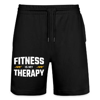 Fitness Shirt - Stanley/Stella Trainer Unisex Organic Jogging Shorts - black - Front - Nik (191cm) & Marisol (170cm)