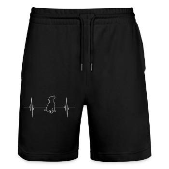 Dog heartbeat dog - Stanley/Stella Trainer Unisex Organic Jogging Shorts - black - Front - Nik (191cm) & Marisol (170cm)