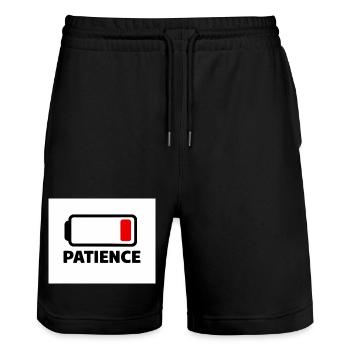 PATIENCE Battery Icon with Font - Stanley/Stella Trainer Unisex Organic Jogging Shorts - black - Front - Nik (191cm) & Marisol (170cm)