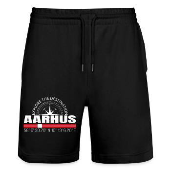 Aarhus - Stanley/Stella Trainer Unisex Organic Jogging Shorts - black - Front - Nik (191cm) & Marisol (170cm)