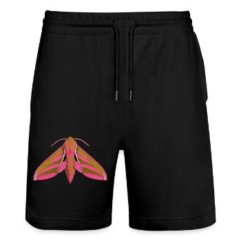 Elephant Hawk Moth Deilephila elpenor Cartoon Styl - Stanley/Stella Trainer Unisex Organic Jogging Shorts - black - Front - Nik (191cm) & Marisol (170cm)