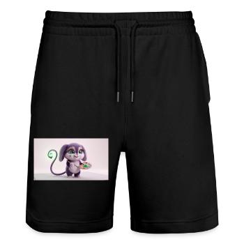 Cute Fluffy Creature Artist with Paint Palette and - Stanley/Stella Unisex Bio Joggingshorts Trainer  - Schwarz - Vorne - Nik (191cm) & Marisol (170cm)