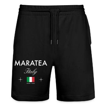 Souvenir de voyage des coordonnées Maratea Italy - Short de jogging bio TRAINER Stanley/Stella unisexe - noir - Devant - Nik (191cm) & Marisol (170cm)