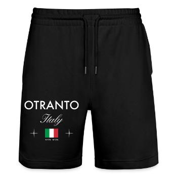 Otranto, Italie, coordonne le souvenir de voyage - Short de jogging bio TRAINER Stanley/Stella unisexe - noir - Devant - Nik (191cm) & Marisol (170cm)