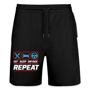 Eat sleep sim race repeat for sim racing fans - Stanley/Stella Trainer Unisex Organic Jogging Shorts - black - Front - Nik (191cm) & Marisol (170cm)