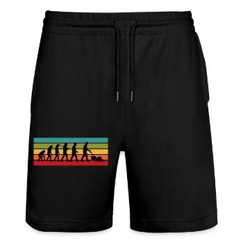 Cadeau drôle de tonte de pelouse pour le paysagiste et le papa - Short de jogging bio TRAINER Stanley/Stella unisexe - noir - Devant - Nik (191cm) & Marisol (170cm)