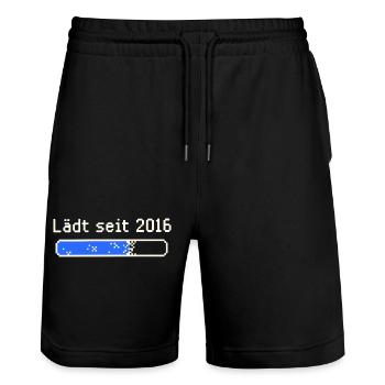 Lädt seit 2016 Pixelbar - Stanley/Stella Unisex Bio Joggingshorts Trainer  - Schwarz - Vorne - Nik (191cm) & Marisol (170cm)