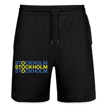 STOCKHOLM Suède Suède Drapeau suédois - Short de jogging bio TRAINER Stanley/Stella unisexe - noir - Devant - Nik (191cm) & Marisol (170cm)