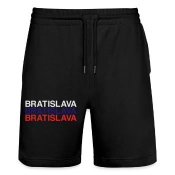 BRATISLAVA Slovaquie Slovaquie Drapeau de la Slovaquie - Short de jogging bio TRAINER Stanley/Stella unisexe - noir - Devant - Nik (191cm) & Marisol (170cm)