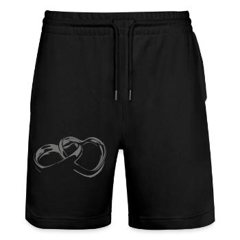 Ringe, Herz - Stanley/Stella Unisex Bio Joggingshorts Trainer  - Schwarz - Vorne - Nik (191cm) & Marisol (170cm)