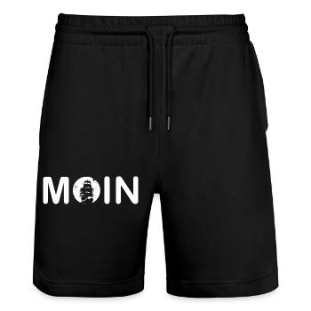 moin Boot hamburg sylt rostock symbol mojn Logo - Stanley/Stella Unisex Bio Joggingshorts Trainer  - Schwarz - Vorne - Nik (191cm) & Marisol (170cm)