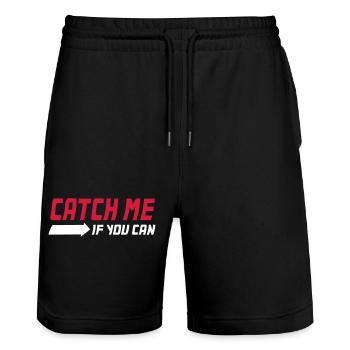 Catch me if you can - Fang mich - Stanley/Stella Unisex Bio Joggingshorts Trainer  - Schwarz - Vorne - Nik (191cm) & Marisol (170cm)