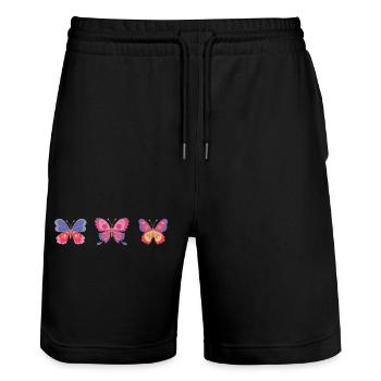 Colorful butterfly variety - Stanley/Stella Trainer Unisex Organic Jogging Shorts - black - Front - Nik (191cm) & Marisol (170cm)