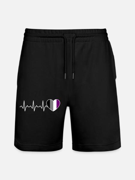 Ace Pride Heartbeat Asexual - Stanley/Stella Trainer Unisex Organic Jogging Shorts - black