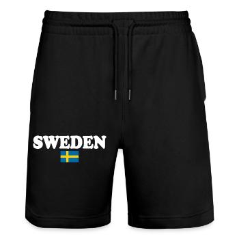 Schweden - Stanley/Stella Unisex Bio Joggingshorts Trainer  - Schwarz - Vorne - Nik (191cm) & Marisol (170cm)