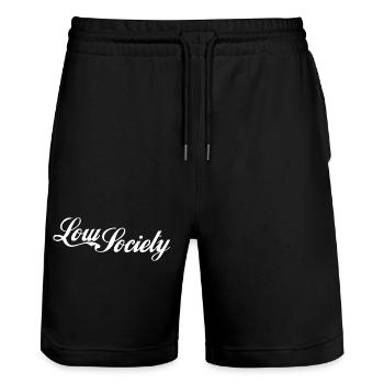 low society white - Stanley/Stella Unisex Bio Joggingshorts Trainer  - Schwarz - Vorne - Nik (191cm) & Marisol (170cm)