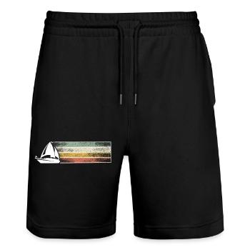 Segeln Segler Segelboot Retro Vintage - Stanley/Stella Unisex Bio Joggingshorts Trainer  - Schwarz - Vorne - Nik (191cm) & Marisol (170cm)