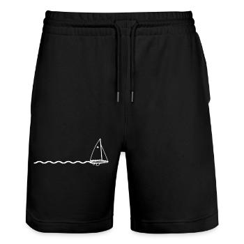 Voile - Navire - Mer - Bateau - Short de jogging bio TRAINER Stanley/Stella unisexe - noir - Devant - Nik (191cm) & Marisol (170cm)